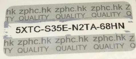 ZPHC serial number on tamper-evident packaging seal